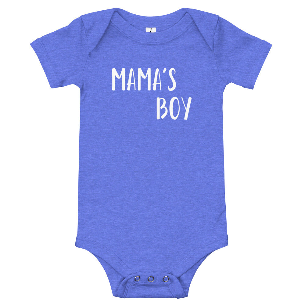 Mama's Boy Baby One Piece Heather Columbia Blue
