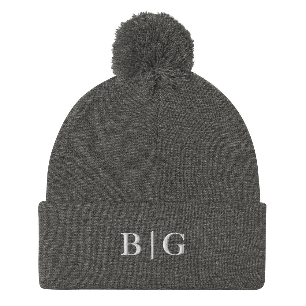 B | G Pom-Pom Beanie Dark Heather Grey