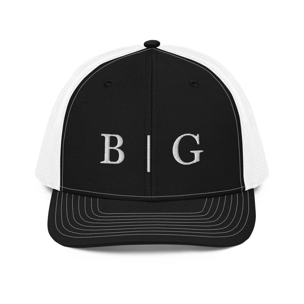 B | G Trucker Hat Black White
