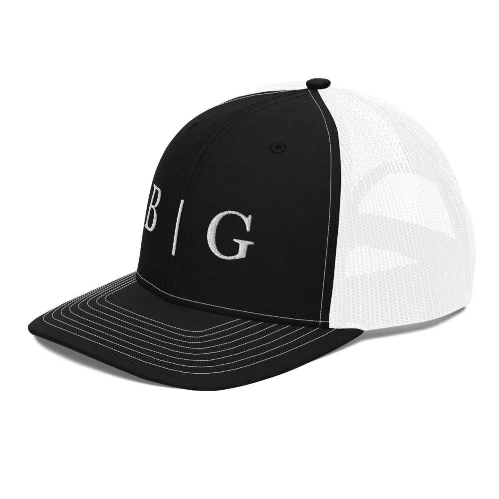 B | G Trucker Hat Black White