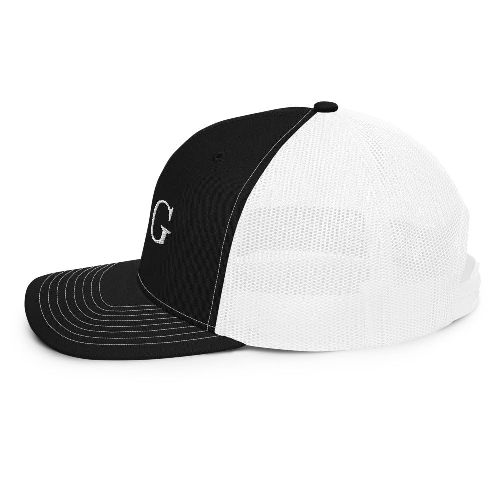 B | G Trucker Hat Black White