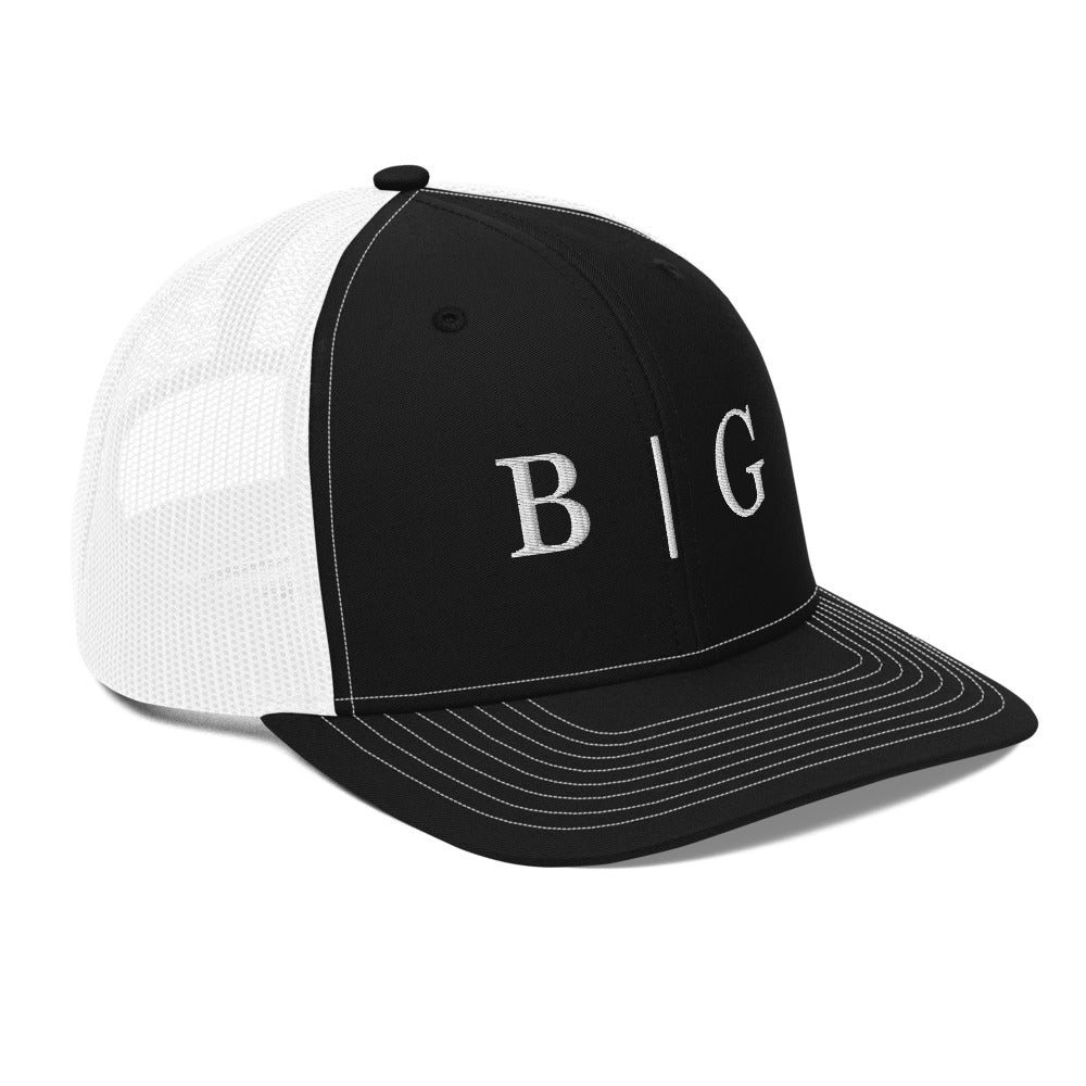 B | G Trucker Hat Black White
