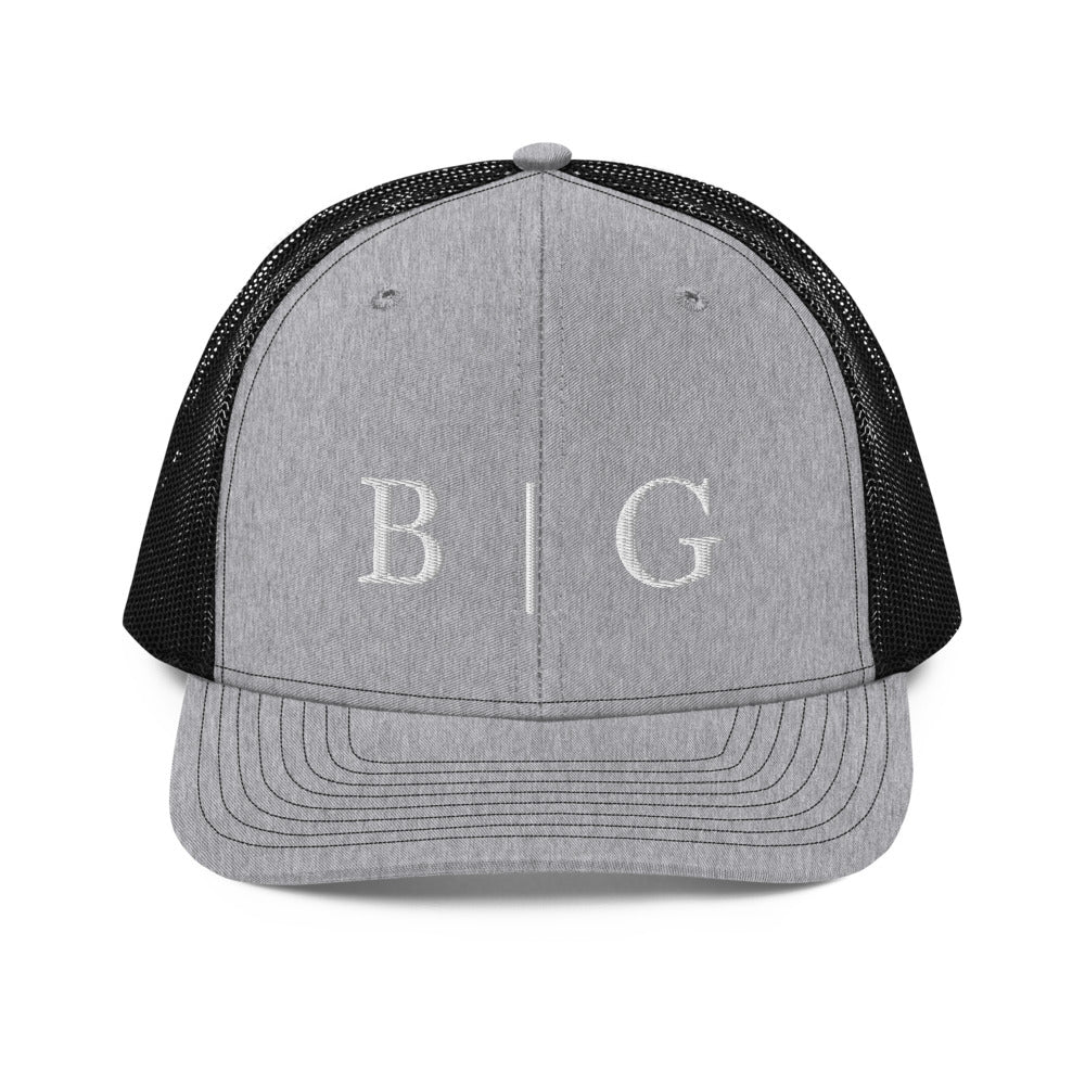 B | G Trucker Hat Heather Grey Black