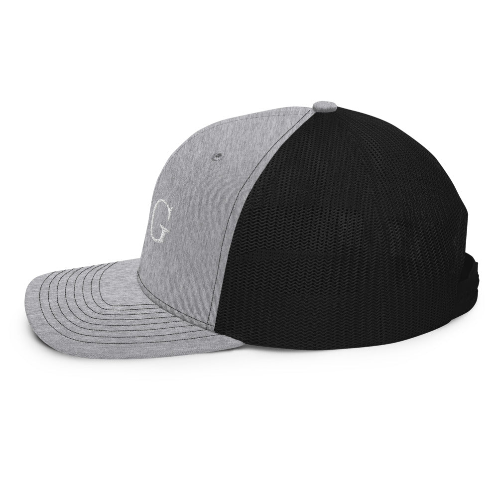 B | G Trucker Hat Heather Grey Black