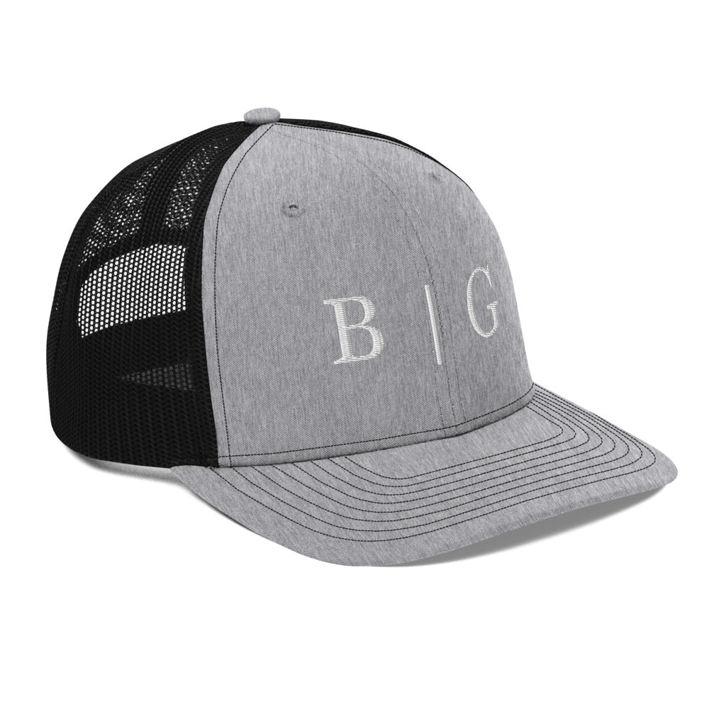 B | G Trucker Hat Heather Grey Black