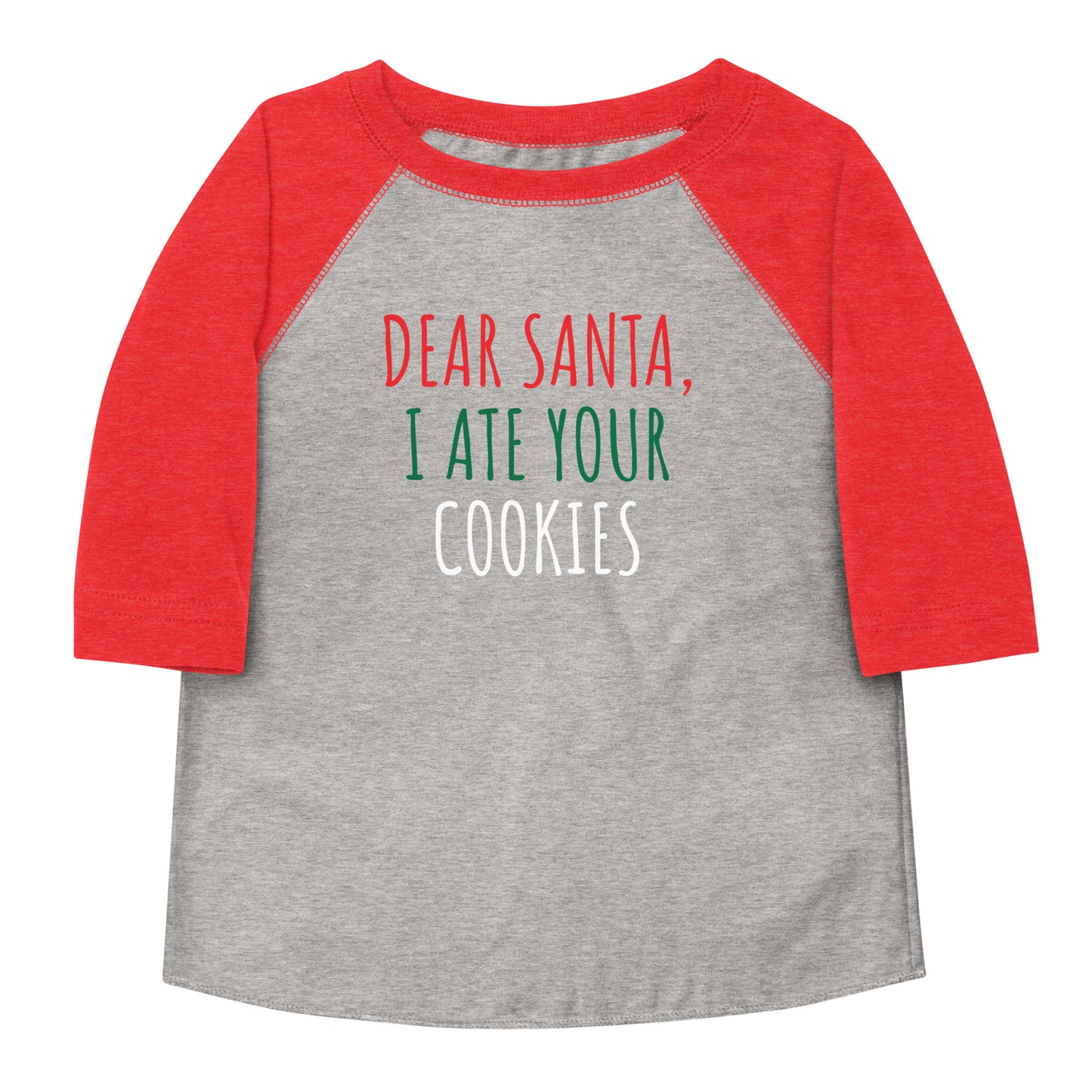 Dear Santa, I Ate Your Cookies Baseball Toddler Tee Heather Vintage Red