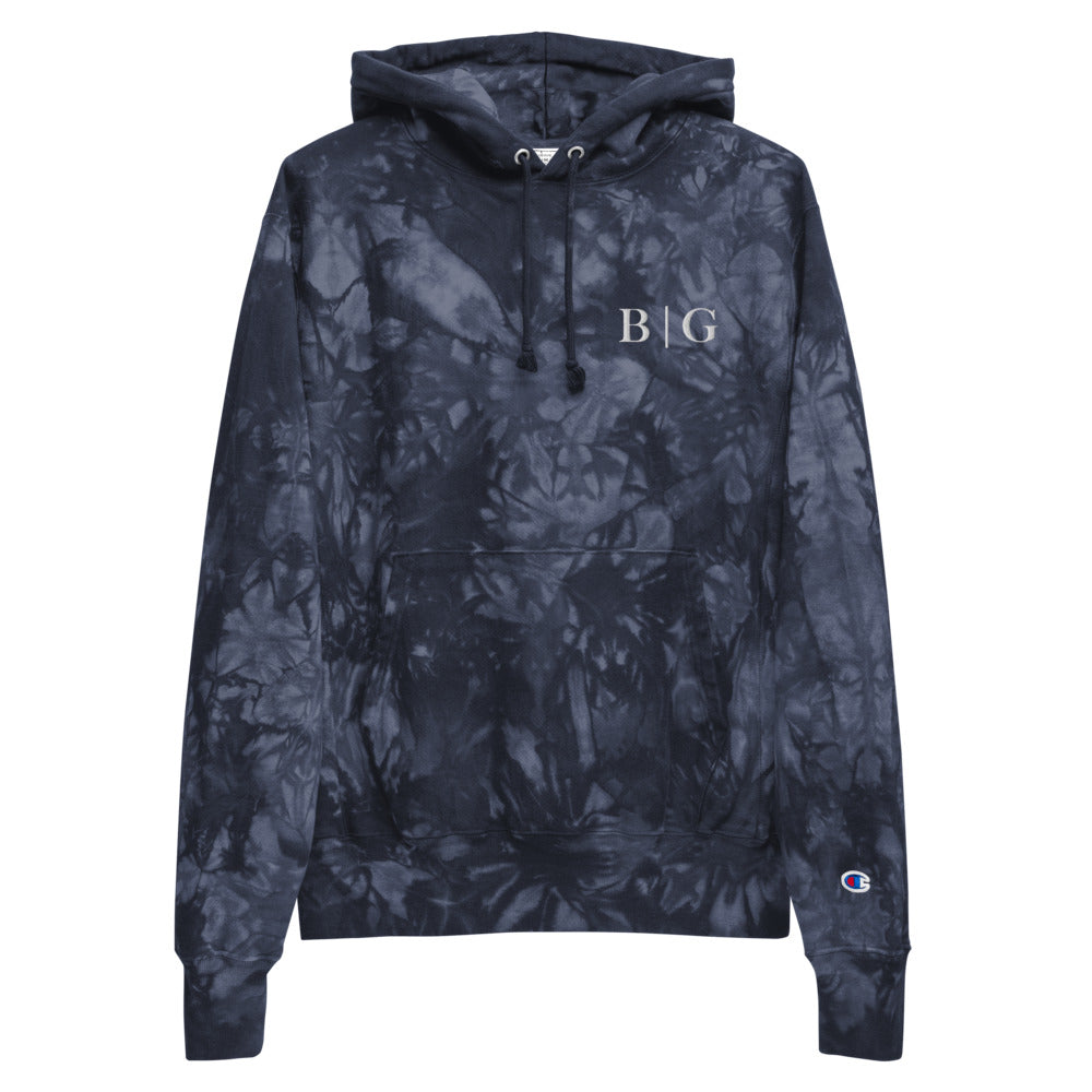B | G Champion Tie-Dye Hoodie Navy