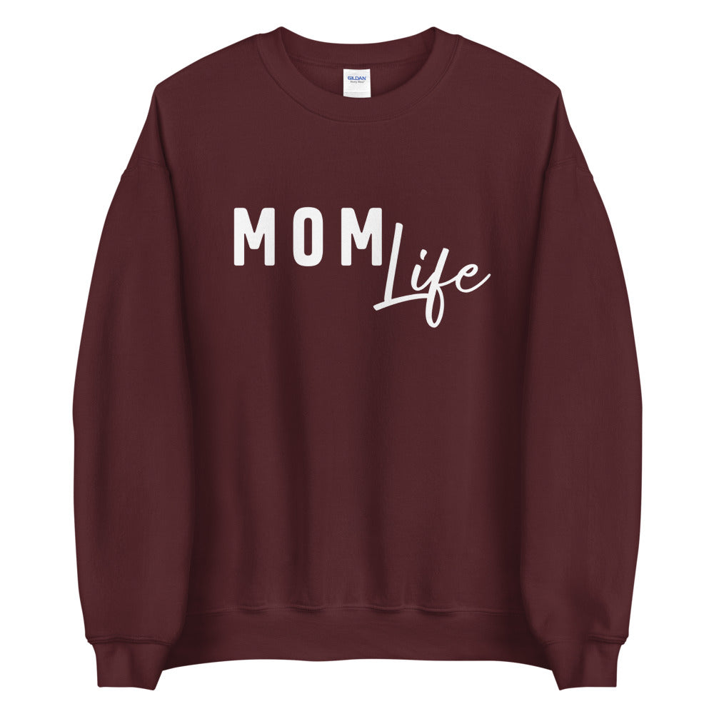 Mom Life Crew Neck Sweater Maroon