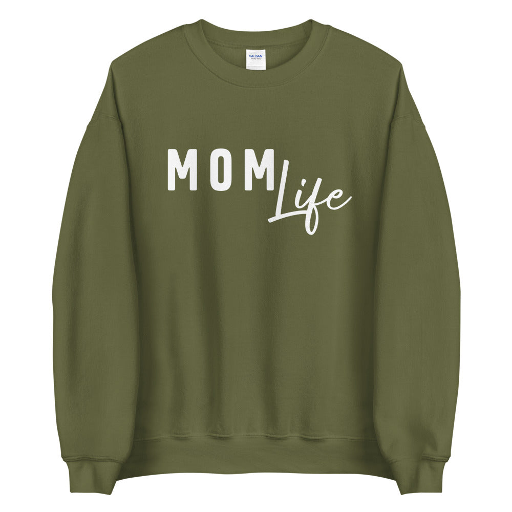 Mom Life Crew Neck Sweater Military Green