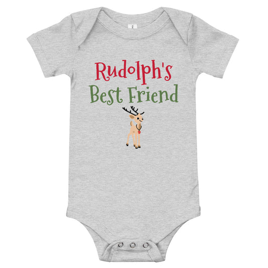 Rudolph's Best Friend Baby One Piece Athletic Heather