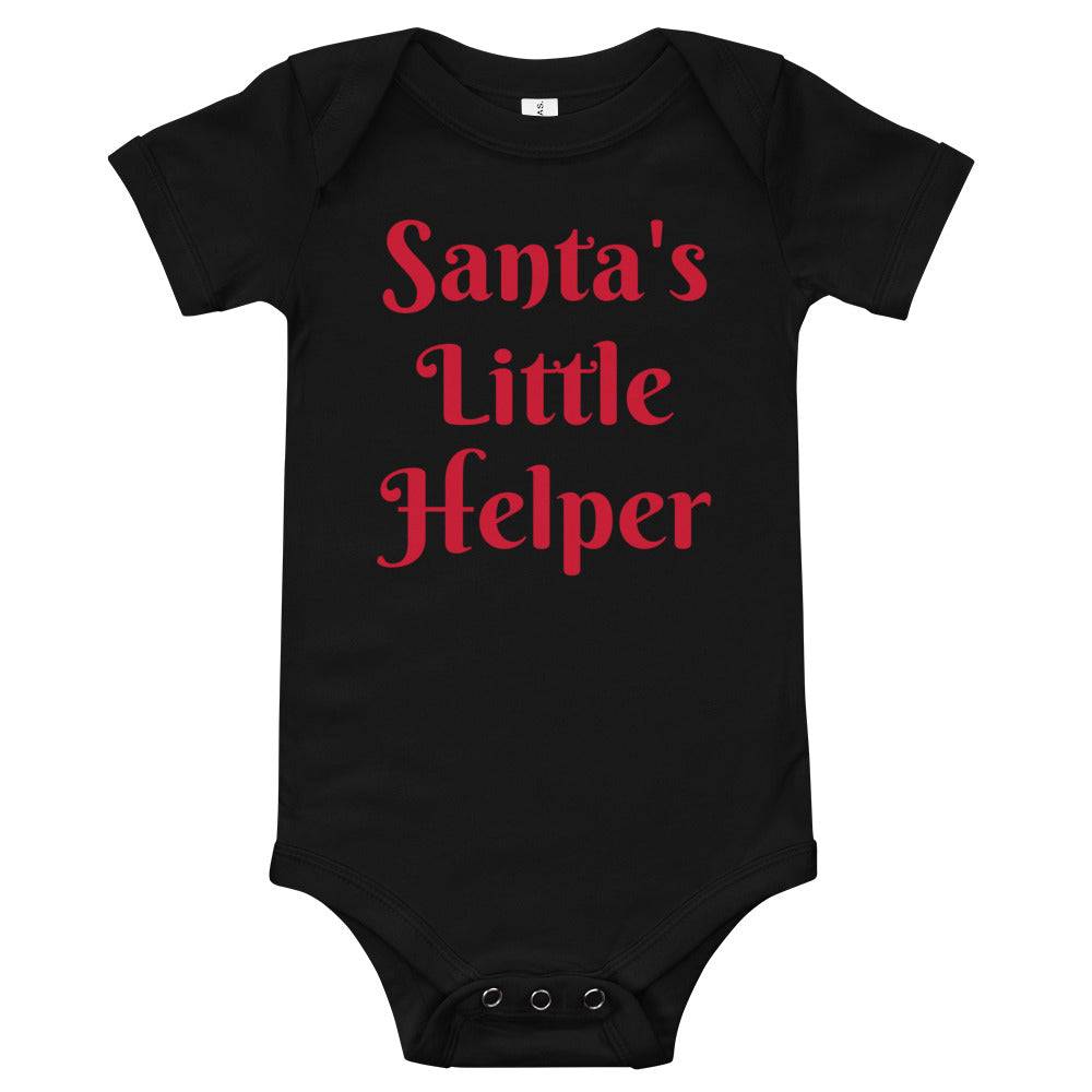 Santa's Little Helper Baby One Piece Black