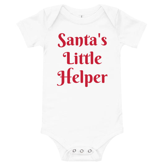 Santa's Little Helper Baby One Piece White