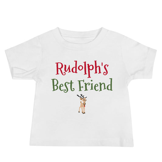 Rudolph's Best Friend Baby Tee White