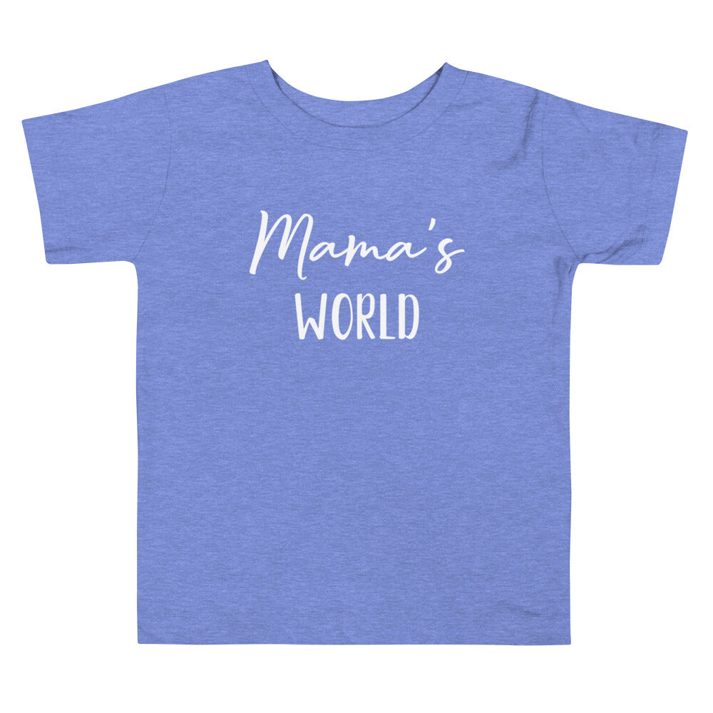 Mama's World Toddler Tee Heather Columbia Blue