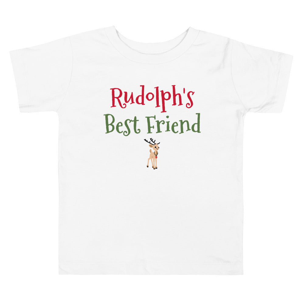 Rudolph's Best Friend Toddler Tee White