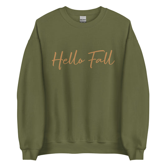 Hello Fall Crew Neck Sweater Military Green