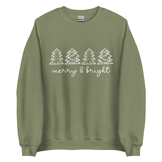 Merry & Bright Crew Neck Sweater Military Green