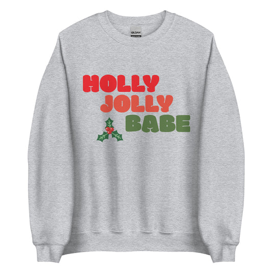 Holly Jolly Babe Crew Neck Sweater Sport Grey