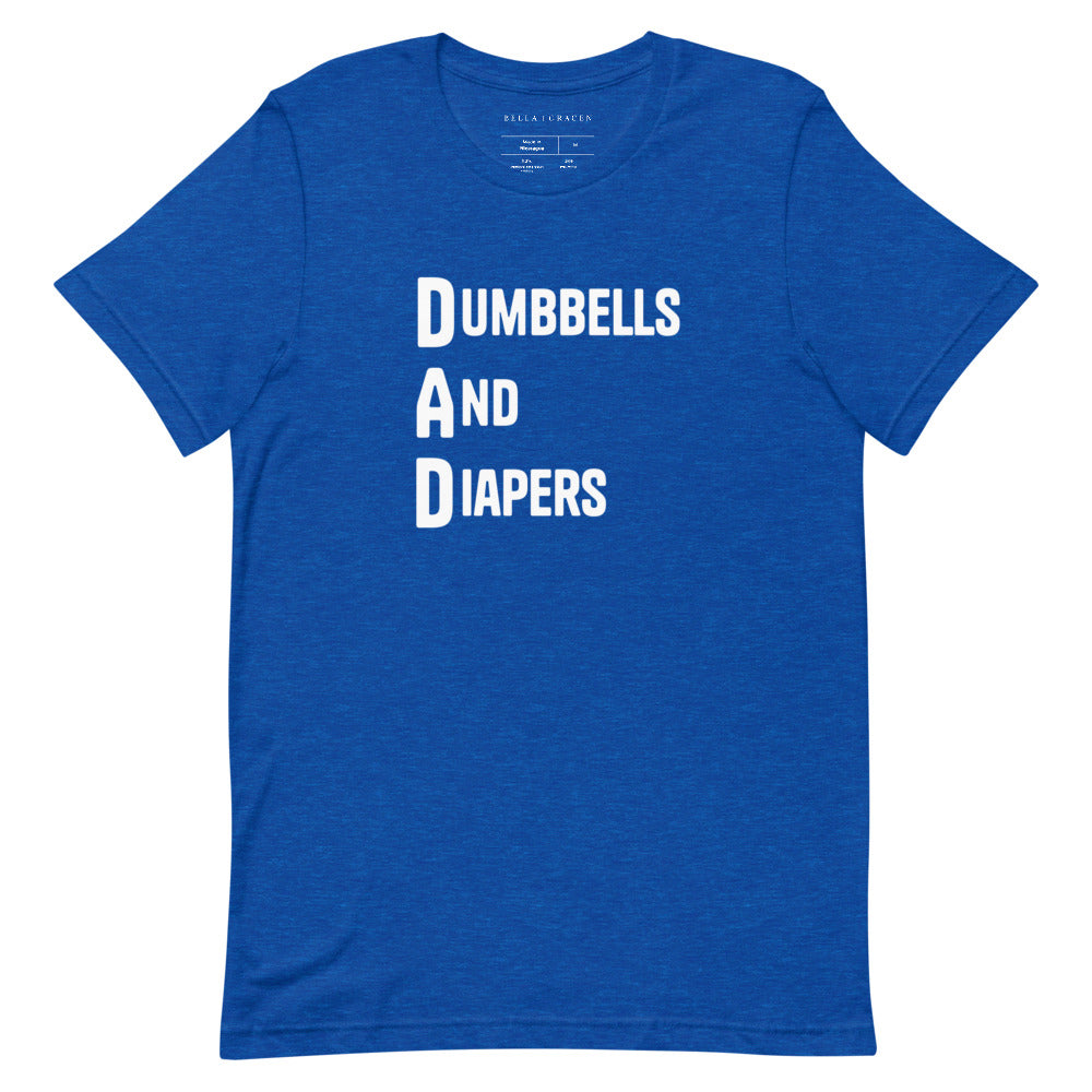 Dumbbells And Diapers (DAD) T-Shirt Heather True Royal